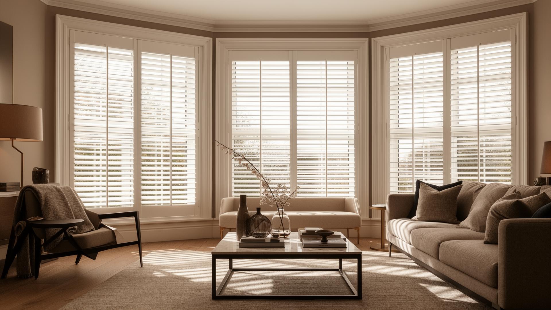 Beautiful living room with blinds